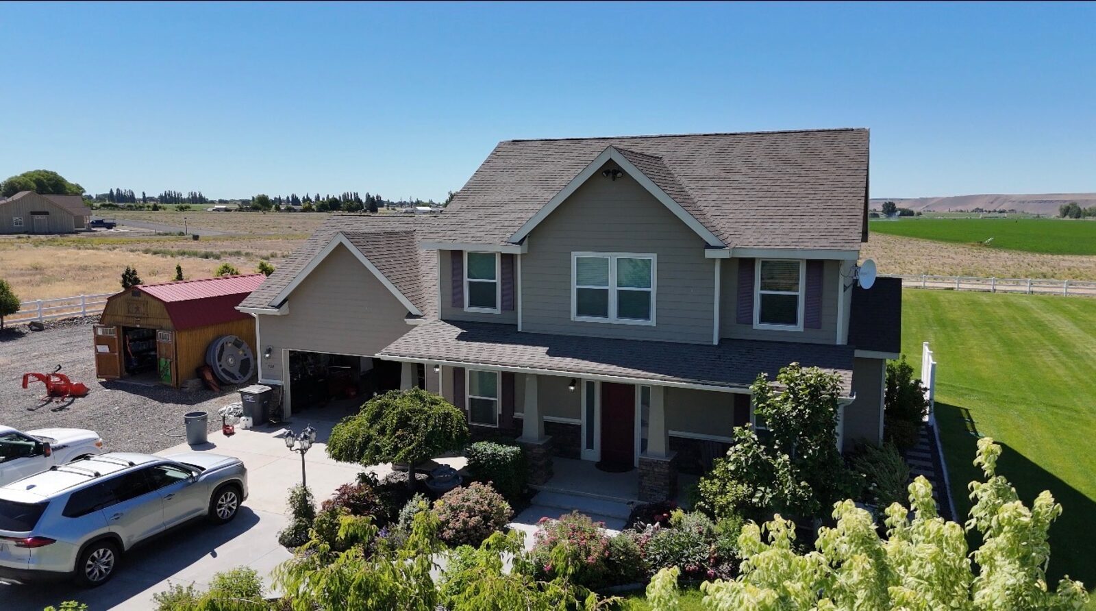 Finished roof on two-story home