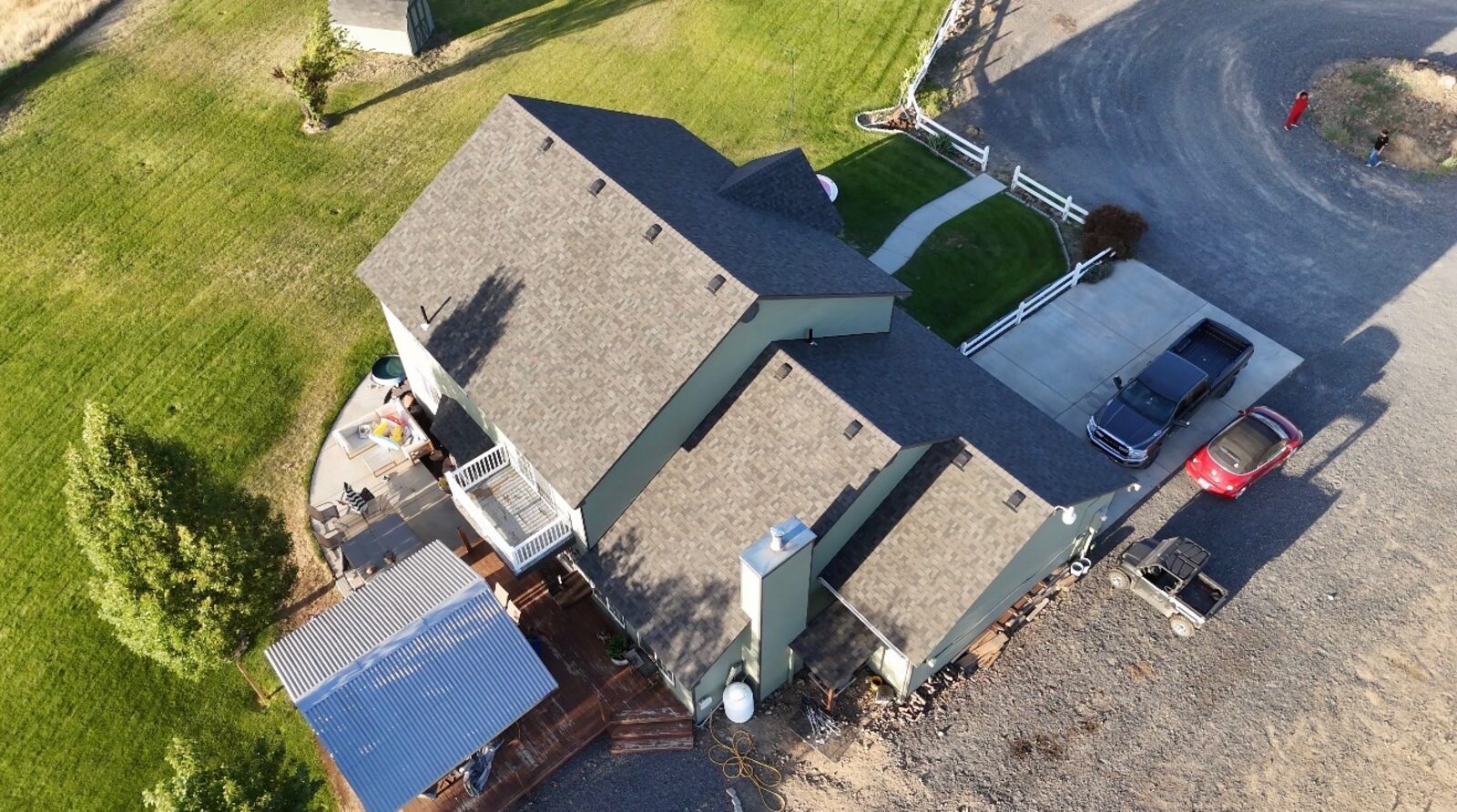 Finished roof on country property