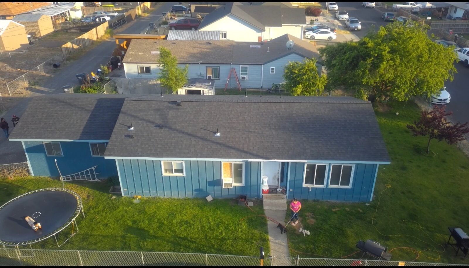 Finished shingle roof on rural home